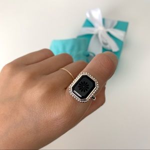 Tiffany & Co. Silver Onyx Daisy Ring